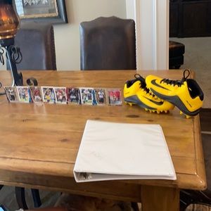 Nike alpha cleats with football cards.